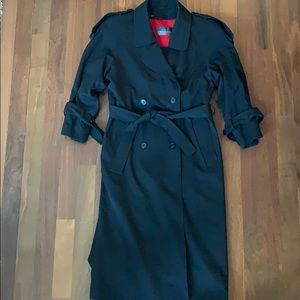 Vintage Sanyo black wool trenchcoat with removable lining